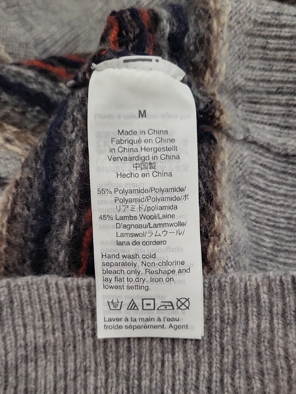 J Crew Fair Isle Sweater Mens‎ Medium Wool Blend Nordic Crewneck Slim Fit 19 P2P